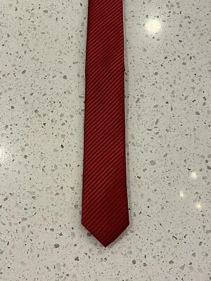 NWOT Elegance Men’s Tie Red Navy Striped 59” X 2” • $10