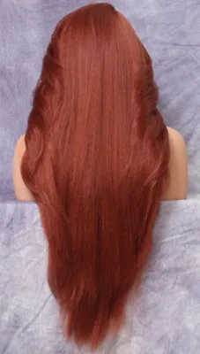 Human Hair Blend 38   Full Lace Front Wig Layered Wavy Copper Red Heat OK RPU • $98.59