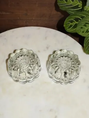 Vintage Crystal Princess House Glass Candle Holders 3-Way Reversible ~ Set Of 2 • $15