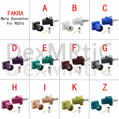 1pc Fakra Male Plug A/B/C/D/E/F/G/H/I/K/Z RF Coaxial Connector For RG316 Cable • $2.28