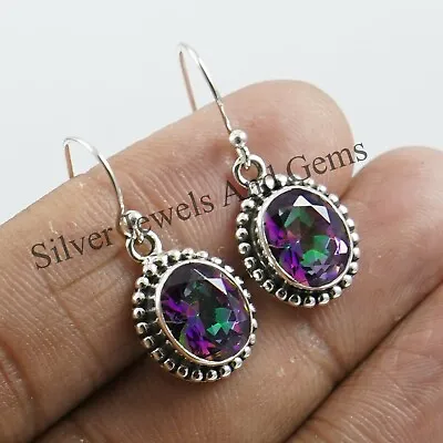 Mystic Topaz Earring 925 Sterling Silver Dangle Tiny Jewelry For Her • $28.96