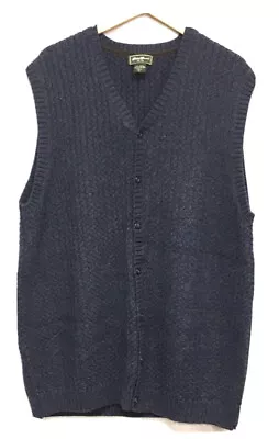 Eddie Bauer Men’s Heathered Gray Sz Tall XL Button Sweater Sleeveless Cardigan K • $24.99