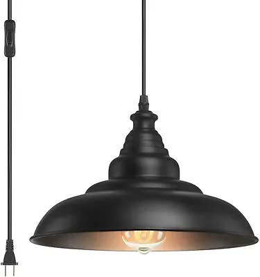 $35.99 • Buy Industrial Pendant Lamp Plug In Metal Hanging Ceiling Lighting Fixture Farmhouse