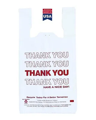 $32.99 • Buy Thank You 12x6.5x22 T-Shirt Carry Out Shopping Retail Store White Bags (1000ct)