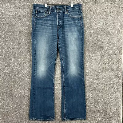 Abercrombie & Fitch Mens Blue Denim Cotton Distressed Button Fly Jeans 34X32 • $26.99