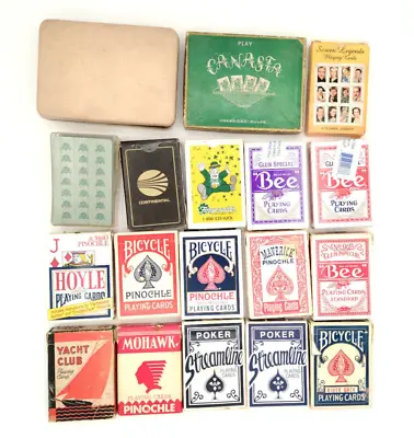 Vintage Playing Card Deck Estate Lot Canasta Pinochle Casinos Airline Tax Stamp • $10