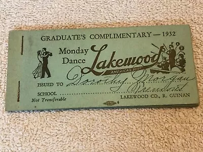 1932 Lakewood Park Vintage Dance Hall Coupon Book Barnesville Mahanoy City  Pa. • $19.95