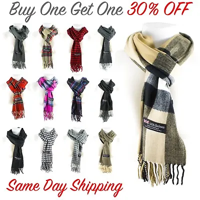 Women Men High Quality CASHMERE Scarf Solid Plaid Wool SCOTLAND Winter Scarf New • $7.99