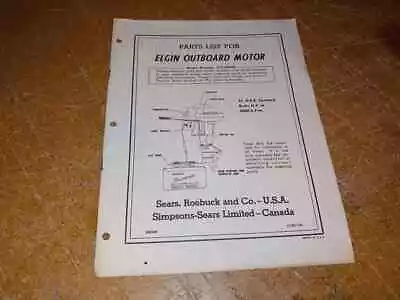 Vintage Original Elgin Outboard Motor Parts List For Model 571.59403 - 25HP • $14.95