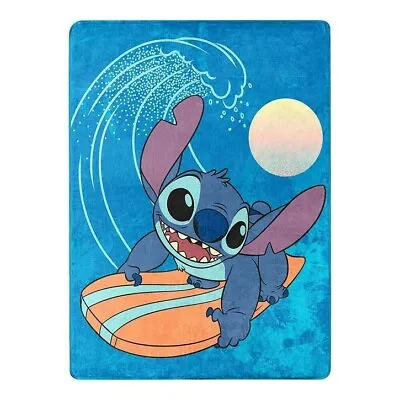 New Lilo & Stitch Surfing Plush Fleece Throw Gift Blanket Movie Surfboard Ocean • $22.21