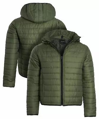 Mens Bubble Puffer Coat Size S M L XL Quilted Jacket Khaki • $18.44