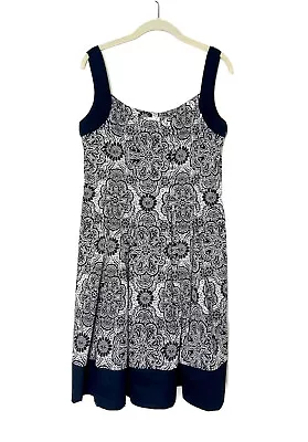 VTG Maggy L Womens Sleeveless Black & White Paisley Print Sz 14 Petite Dress • $19