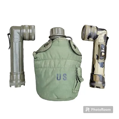 3pc MX-991/U Army Flashlight & Water Canteen • $29.98