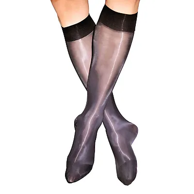 US Mens Sheer Mesh Stockings See-Through Shiny Oil Socks Stretchy Over The Calf • $7.43