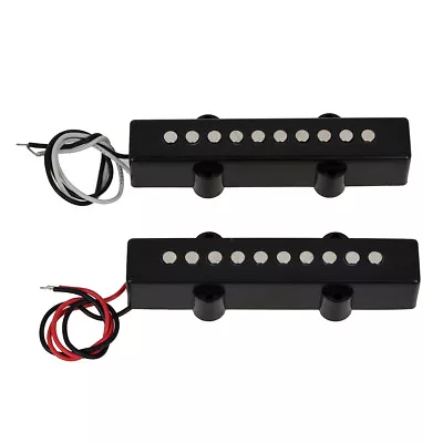 Pair Of 5 String Bridge Neck Pickups Set For Fender Jazz Bass Black Open Style • $30.79