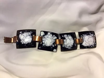 Groovy VINTAGE Lovely ENAMEL And COPPER BRACELET Mid-Century Modern • $19