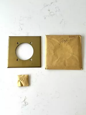 NOS Vintage Brass Outlet Cover Plate - Large Round Opening - 220 240 • $19.99