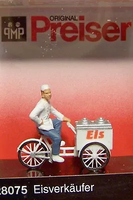 HO Preiser 28075 Ice Cream Man On Street Vending Cart  : Individual Figure    • $7.95