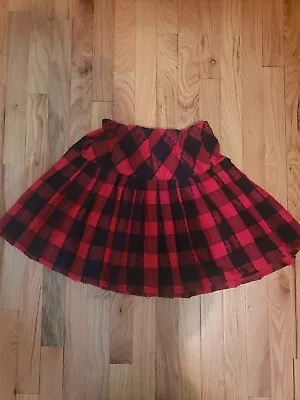 Red Black Plaid Pleated Skirt Mini. Size Small • $1.99