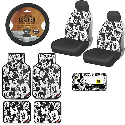 Disney Mickey Mouse Car Truck Front Seat Covers Floor Mats Steering Wheel Cover • $132.71