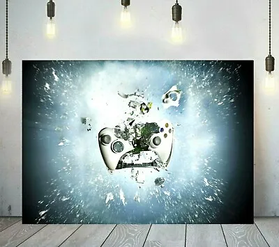 Xbox Controller Exploding Printed Wrapped Canvas Wall Art Gaming Print Picture • £27.99