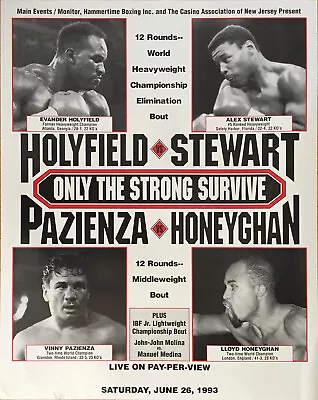 Vintage Vinny Pazienza Evander Holyfield Vs. Alex Stewart Boxing Fight Poster • $49.95