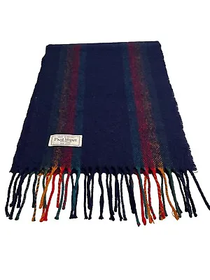 Paul Stuart / Ireland / Navy Multi-color / Stripe / Wool / Fringe / Scarf • $19.80