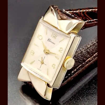 Cressine Watch | 17 Jewel Manual Wind Gold Plate Square Case CA1950s • $250