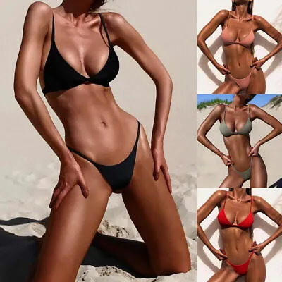 $11.15 • Buy Women 2Pcs Sexy Bikini Set Bra Top Mini G-string Thong Swimwear Swimsuit Set AU