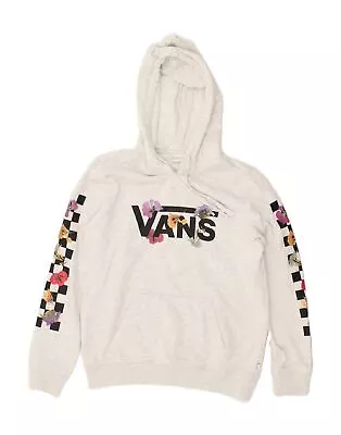 VANS Womens Loose Fit Graphic Hoodie Jumper UK 10 Small Grey Floral Cotton WL05 • £24.95