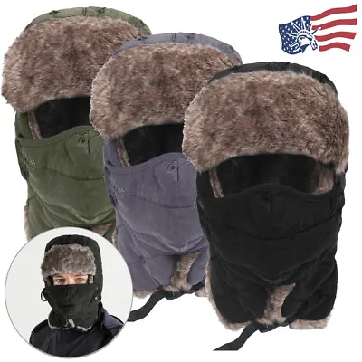 Winter Aviator Hat Cold Weather Snow Gear Warm Hat With Face Cover ＆ Ear Flaps • $13.58