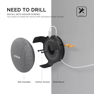 $11.54 • Buy Wall Mount Holder For Google Home Mini Audio Voice Assistant Hanger (Black)
