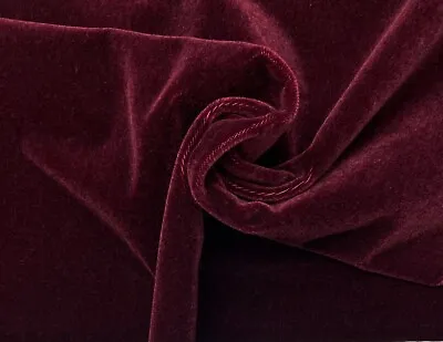 Designer Plush Mohair Sangria Red Velvet Wool Furniture Drapery Fabric Bty 55 W • $85.99