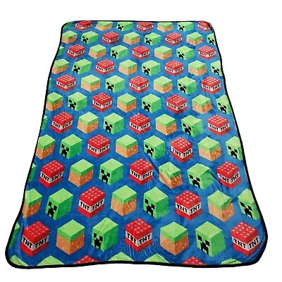 Minecraft Fleece Twin Blanket Kid Plush Throw Cover All Over Print 88 In X 56 In • $39.99
