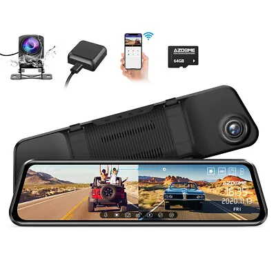 $139.99 • Buy AZDOME 11.8  FHD Dash Cam 2K+1080P Rear View Car Reverse Camera Mirror Recorder