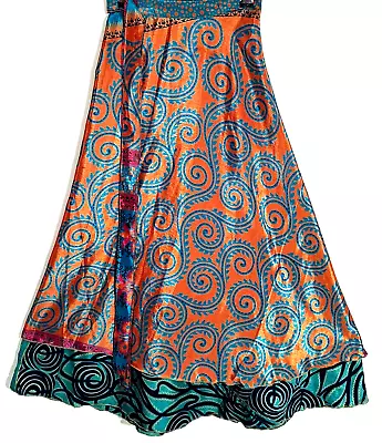 Incredible-art Women's Indian Sari Wrap Skirt Handmade Reversible Vintage Hippie • $25.96