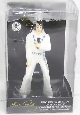 Elvis Presley Kurt Adler Glass Hand Crafted Christmas Ornament White Green • $17