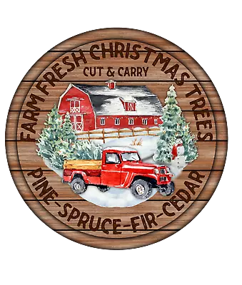 CHRISTMAS TREES Design On Barnwood Style Metal Sign (READ DESCRIPTION) • $7.63