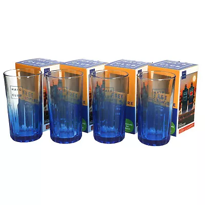 £12.99 • Buy 4x Beckham Haig Club Whisky HiBall Long Drink Blue Glass Pub,Bar, Branded 12floz