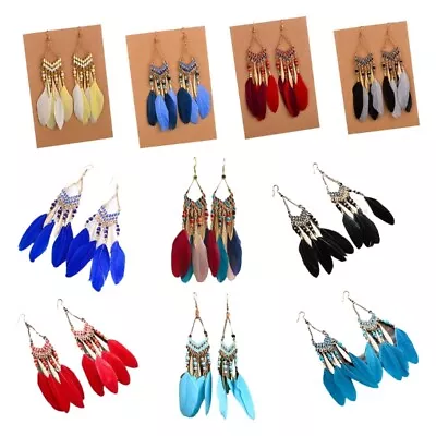 Long Earrings Indian Jewelry Natural Rice Beads Dangle Earrings • $15.82