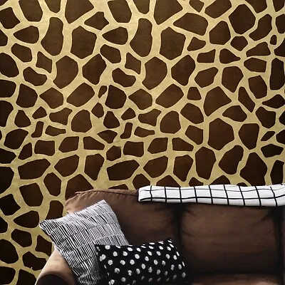 Wallpaper Brown Gold Metallic Textured Flocking Animal Giraffe Velvet Flocked 3D • $4.35