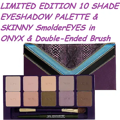 Tarte AMAZONIAN CLAY 10 FS  EyeShadow Palette ONYX SmolderEYES EyeLiner & Brush! • $34.10