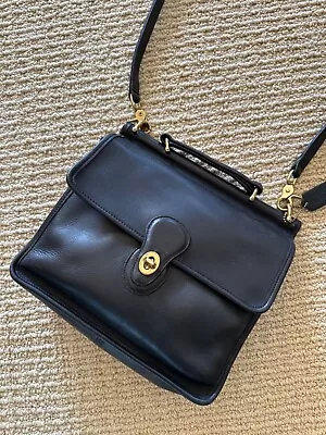 Coach Vintage Willis Bag 9927 Black Leather Crossbody Turnlock Brass • $75