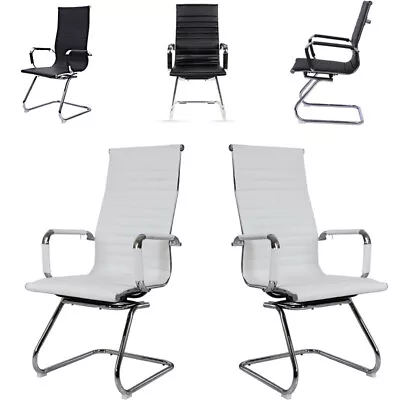 Ergonomic Office Chair Kitchen Dining Chairs Cantilever Seat Z Shaped Metal Legs • £85.95