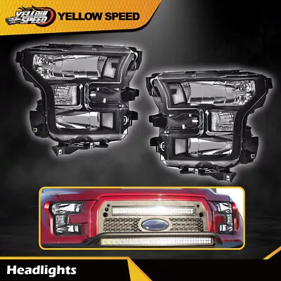 Black Housing Headlights Clear Head Lamps Left+Right Fit For 2015-2017 Ford F150 • $98.46