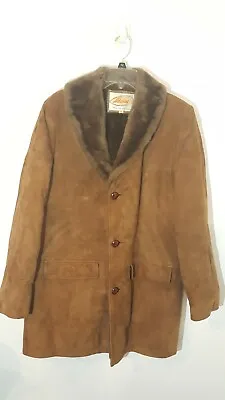 Vintage Mens Lakeland Brown On Brown Shearling Suede Rancher Coat Jacket SZ 38  • $60