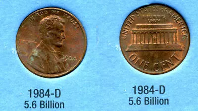 1984 D ABE Lincoln Memorial AMERICAN PENNY 1 CENT US U.S AMERICA ONE COIN #3781 • $3.50