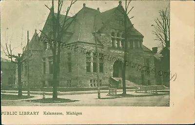 Kalamazoo MI - Vintage Postcard Public Library - Rarer View - Southern Michigan • $12.49