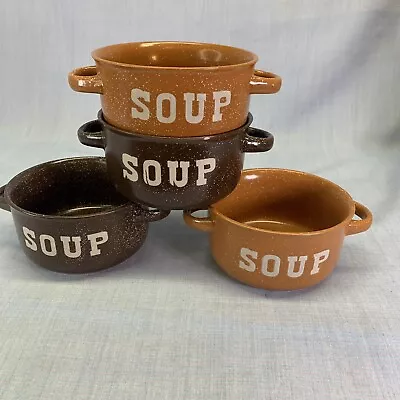 Mulberry Soup Bowl Brown/ Tan Speckled Double Handles Home Collection{ Set Of 4} • $24.99