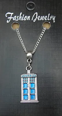 Tardis Pendant Necklace 18  Or 24  Inch Chain Police Box Charm • £4.49